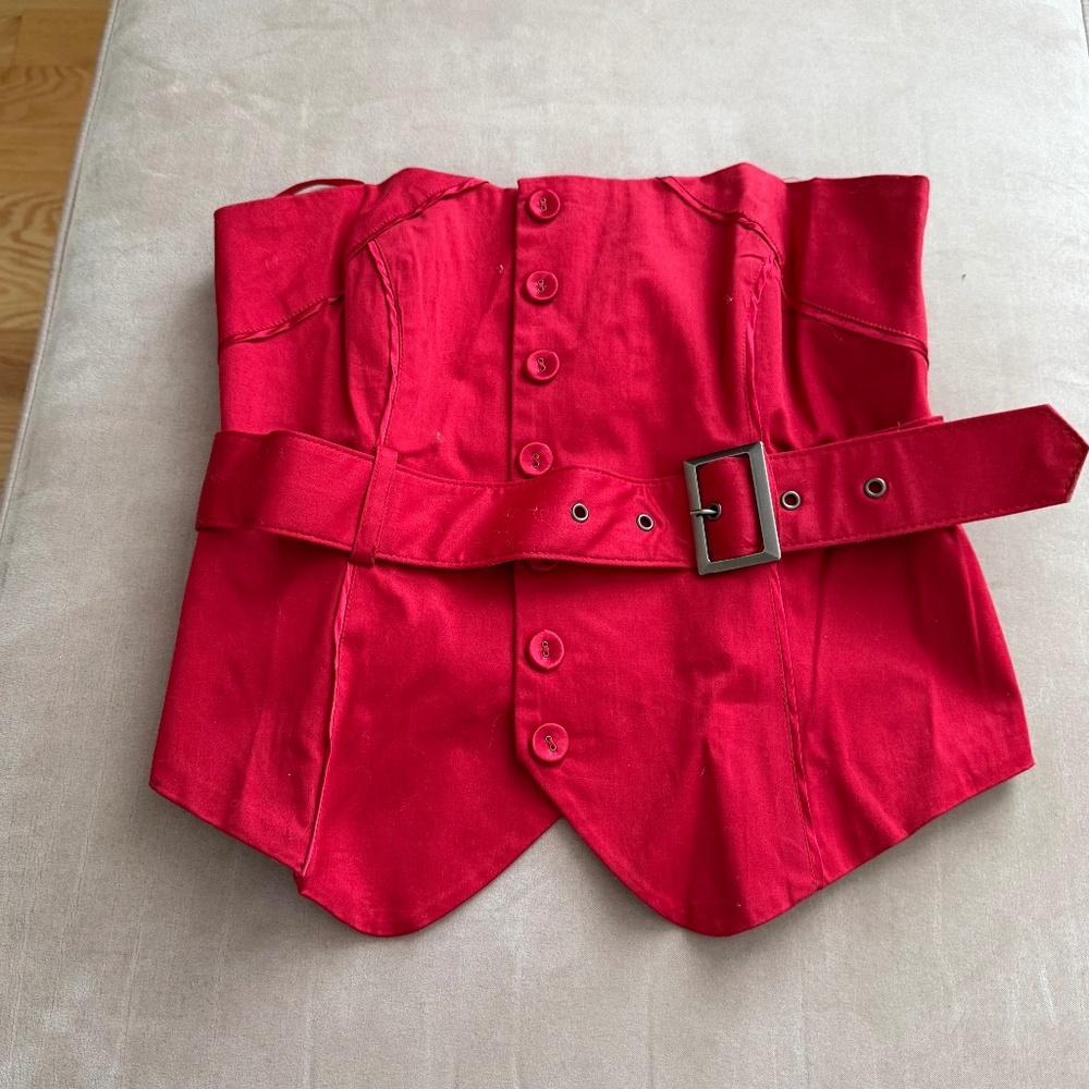 Red Corset Top with belt by Costa Blanca - size large